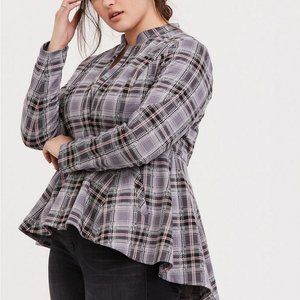 NWT Torrid Plaid Peplum Zip Up Blazer